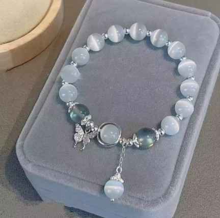 Nueva pulsera de cristal con cuentas simples para mujeres y niñas, pulseras coreanas con borlas de plumas de zorro y flores, regalos de joyería de amistad 2024