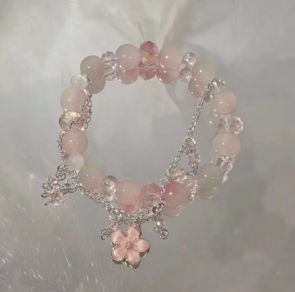 Nueva pulsera de cristal con cuentas simples para mujeres y niñas, pulseras coreanas con borlas de plumas de zorro y flores, regalos de joyería para mejores amigos