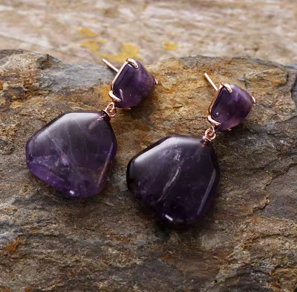 Nuevos pendientes de moda para mujer, pendientes con forma de ojo de tigre y amatistas atrevidas, joyería elegante de lujo para chicas adolescentes, bisutería al por mayor