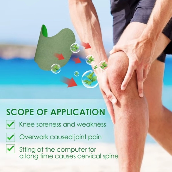 Parches analgésicos de rodilla Sumifun, pegatina de autocalentamiento de ajenjo, yeso para aliviar el dolor de artritis reumatoide muscular articular