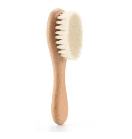 Peine cepillo de madera de lana para bebé recién nacido, cepillo de pelo para recién nacido, masajeador de cabeza infantil, peine portátil para bebé, cepillo de baño para el pelo