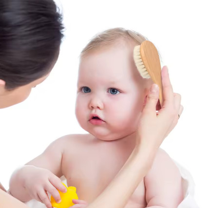 Peine cepillo de madera de lana para bebé recién nacido, cepillo de pelo para recién nacido, masajeador de cabeza infantil, peine portátil para bebé, cepillo de baño para el pelo