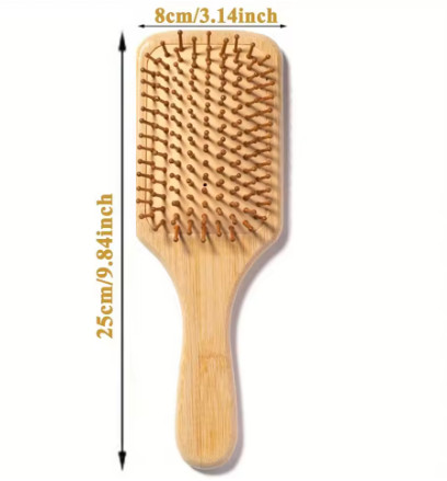 Peine de paleta de bambú Natural, peine con cojín de aire, masaje del cuero cabelludo, peine antiestático sin enredos, especial para pelucas de cabello real