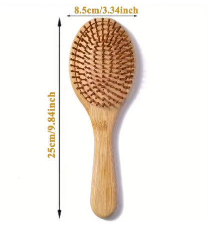 Peine de paleta de bambú Natural, peine con cojín de aire, masaje del cuero cabelludo, peine antiestático sin enredos, especial para pelucas de cabello real