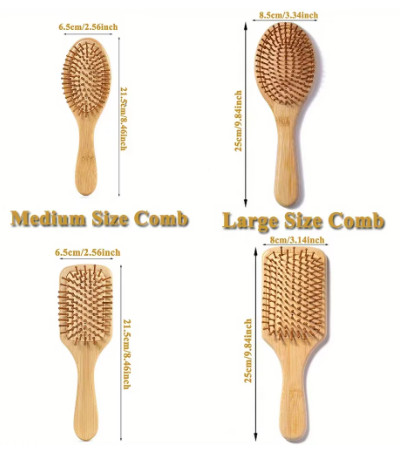 Peine de paleta de bambú Natural, peine con cojín de aire, masaje del cuero cabelludo, peine antiestático sin enredos, especial para pelucas de cabello real