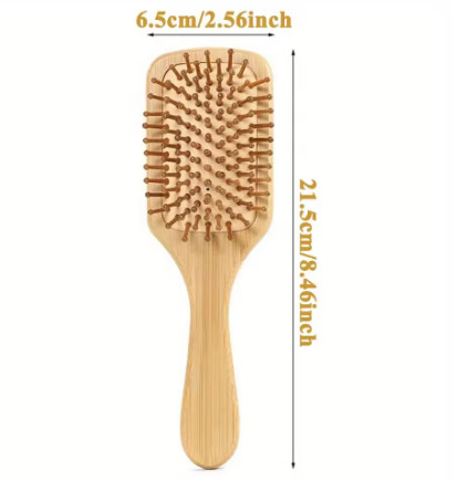 Peine de paleta de bambú Natural, peine con cojín de aire, masaje del cuero cabelludo, peine antiestático sin enredos, especial para pelucas de cabello real