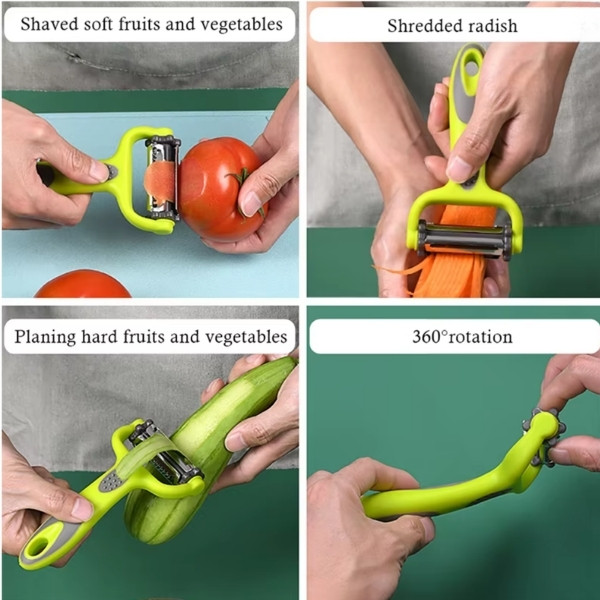 Pelador rotativo 3 en 1, ralladores de repollo para frutas y verduras, rebanador para ensalada, rallador multifunción de cocina