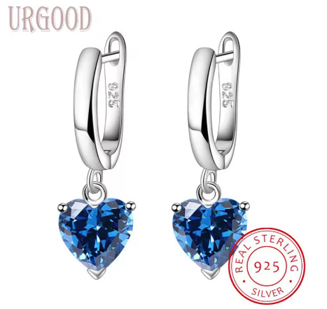 Pendientes colgantes para mujer, joyería de piedras preciosas de topacio azul con peridoto de cristal rojo Natural