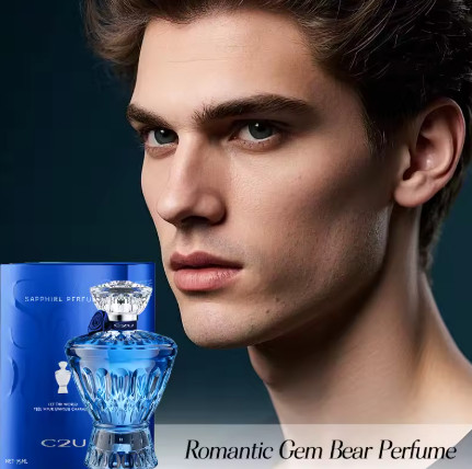 Perfume C2U Sapphire, perfume para hombre. Fragancia amaderada de 75 ml, aroma duradero, perfume original de marca para hombre, fragancia azul