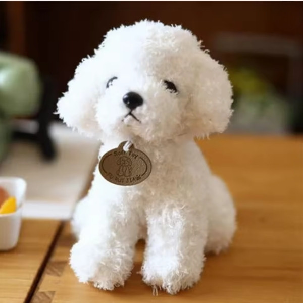 Perro de peluche bonito de 20CM, muñeco de perro rizado con etiqueta colgante, perro de simulación para enviar regalo de cumpleaños para niños