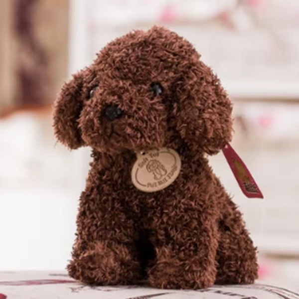 Perro de peluche bonito de 20CM, muñeco de perro rizado con etiqueta colgante, perro de simulación para enviar regalo de cumpleaños para niños