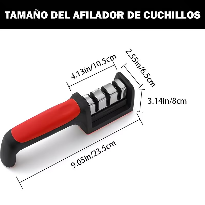Piedra de afilar cuchillos profesional de tres etapas, fabricada en acero de tungsteno