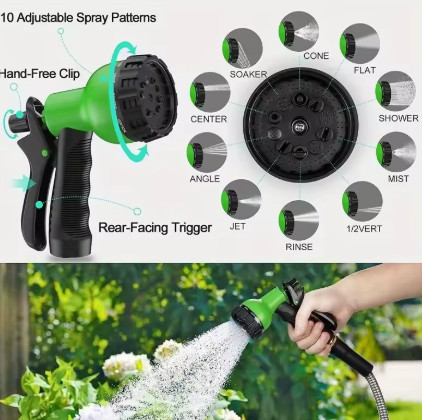 Pistola de Agua de Jardín de Alta Presión con 8 Modos, Boquilla para Manguera, Rociador de Agua para Lavado de Autos y Jardín, Herramienta de Riego