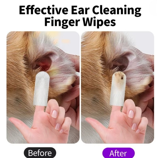 Productos de limpieza para mascotas Toallitas para limpieza de oídos Cuidado de los oídos yemas de los dedos Eliminación de ácaros de los oídos Productos para mascotas para limpiez