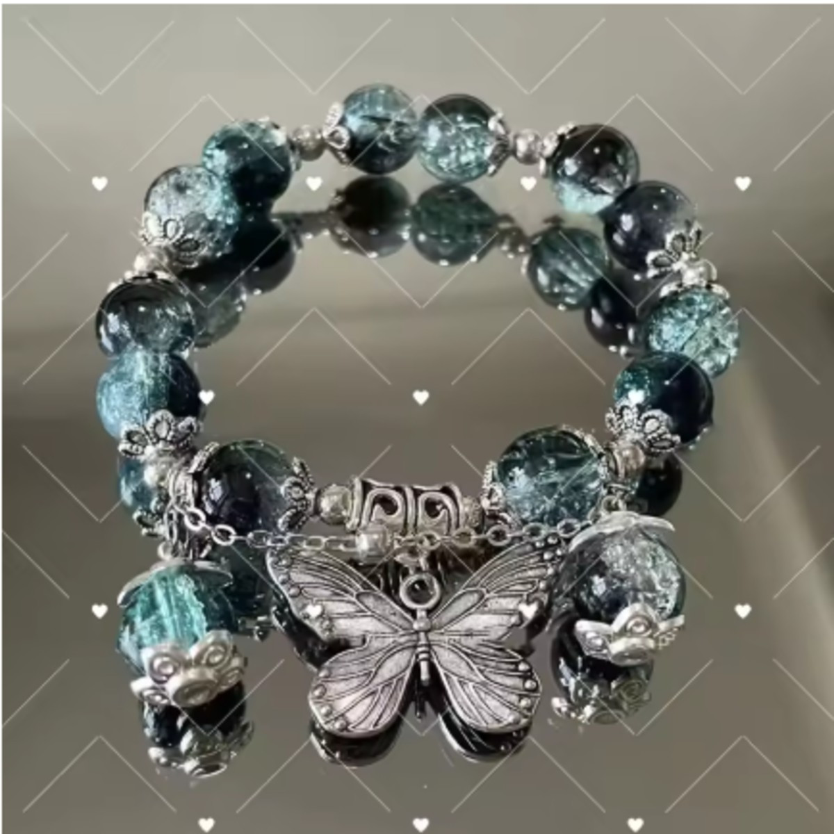 Pulsera de cuentas de cristal degradado de diseño a la moda para mujeres y niñas, pulsera Vintage con borlas de hoja de arce y plumas de mariposa, regalo de joyería
