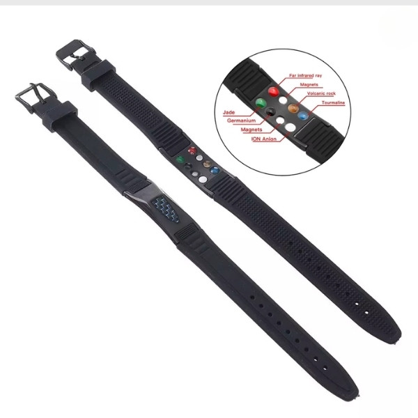 Pulseras deportivas magnéticas de silicona 7 en 1 con imanes energéticos Pulsera de salud impermeable y ajustable para hombres y mujeres