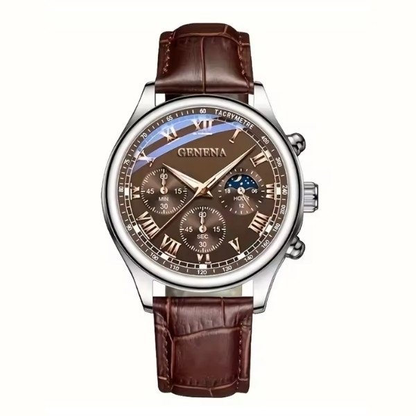 Reloj de Cuarzo de Lujo para Hombre GENEVA 2026, de Alta Calidad, con Correa, Diseño Redondo