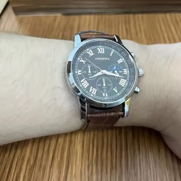 Reloj de Cuarzo de Lujo para Hombre GENEVA 2026, de Alta Calidad, con Correa, Diseño Redondo