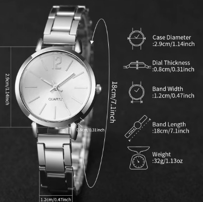 Reloj de pulsera de cuarzo con banda de acero dorado para mujer, conjunto de pulsera con aberturas, 2 uds.