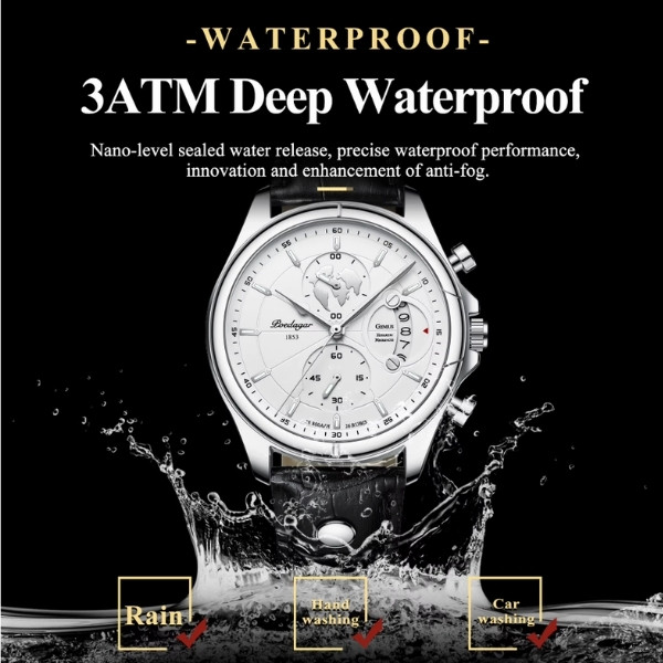 Reloj de pulsera de lujo para hombre, cronógrafo, fecha, resistente al agua, de cuero, reloj casual de cuarzo para hombre,