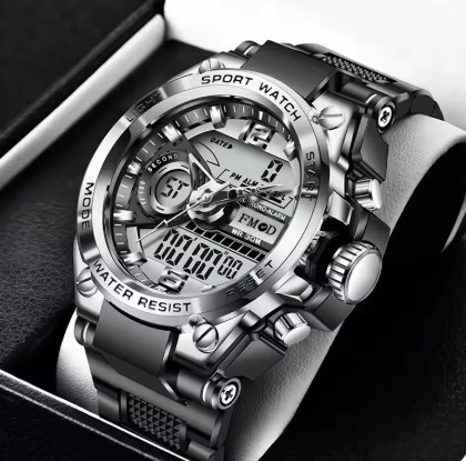 Reloj de pulsera Digital militar de acero para hombre, reloj de cuarzo LED, reloj deportivo, relojes grandes para hombre, relojes masculinos