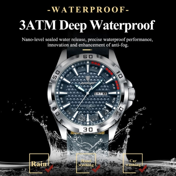 Reloj de pulsera POEDAGAR Original para hombre, Reloj de lujo resistente al agua con fecha luminosa y semana para hombre