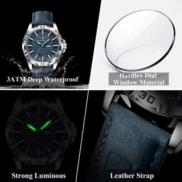 Reloj de pulsera POEDAGAR Original para hombre, Reloj de lujo resistente al agua con fecha luminosa y semana para hombre
