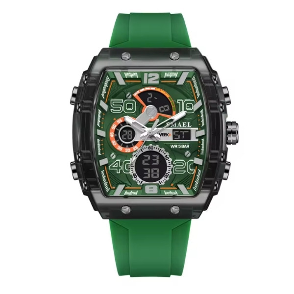 Reloj digital SMAEL Outdoor Sport con doble pantalla y alarma para hombre, de cuarzo, con cronógrafo, correa de silicona