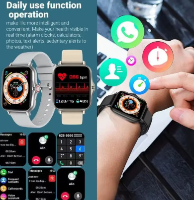 Reloj inteligente Android para hombre y mujer, pulsera con pantalla a Color de 2024 pulgadas, Bluetooth, llamadas, control de presión y oxígeno en sangre, 1,44