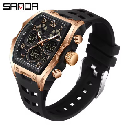 Relojes con pantalla Dual para hombre, reloj de pulsera con banda de silicona militar de lujo de la mejor marca 2025, reloj de pulsera Digital deportivo para hombre
