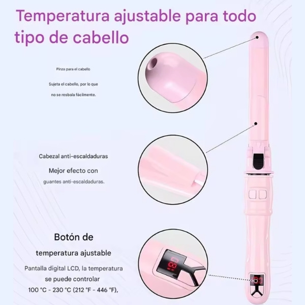Rizador de pelo giratorio 10, barril de cerámica de 28mm, rizador completamente automático para ondas grandes y peinado duradero