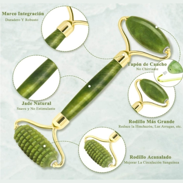 Rodillo de Jade Natural para cara, Gua Sha, piedra Natural, masajeador para el cuerpo y el cuello, acupuntura, cuidado de los ojos,