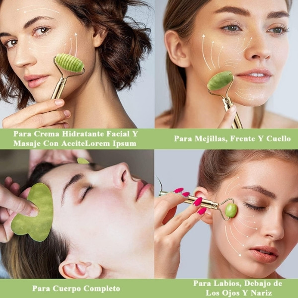 Rodillo de Jade Natural para cara, Gua Sha, piedra Natural, masajeador para el cuerpo y el cuello, acupuntura, cuidado de los ojos,