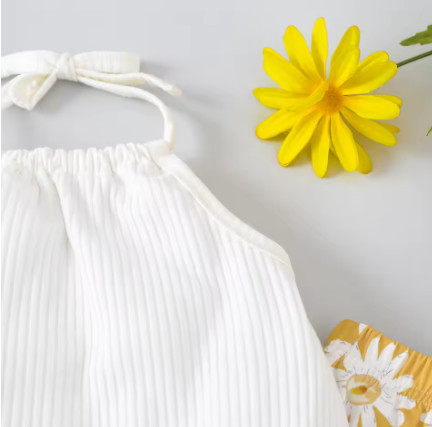 Ropa de moda para niña pequeña, pelele Floral con cintura elástica, pantalones acampanados, mono sin mangas, 2 uds.