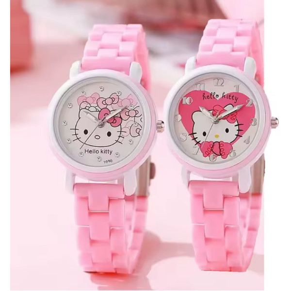 Sanrio Hello Kitty reloj para niños correa rosa lindo estilo de moda reloj de pulsera mujeres chico niña
