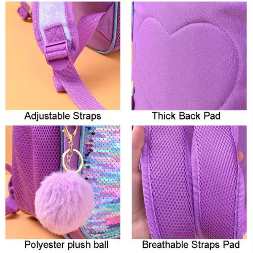 SET de mochila escolar de 16 pulgadas con diseño de lentejuelas, que incluye una lonchera y un estuche para lápices