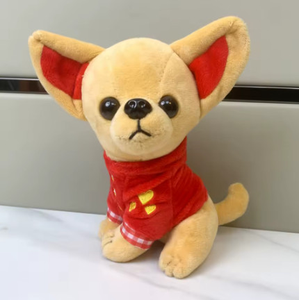 Simulación de Chihuahua, juguetes de peluche, decoración de habitación, animales de peluche, cachorro, juguetes de peluche de 18cm, muñeco de perro relleno de dibujos animados, jug