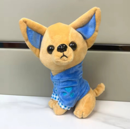 Simulación de Chihuahua, juguetes de peluche, decoración de habitación, animales de peluche, cachorro, juguetes de peluche de 18cm, muñeco de perro relleno de dibujos animados, jug
