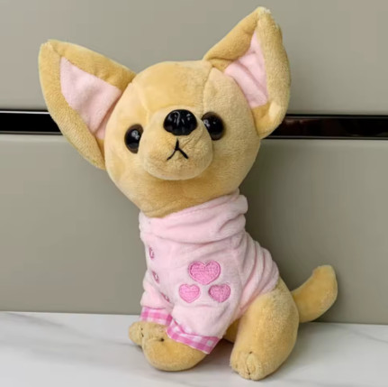 Simulación de Chihuahua, juguetes de peluche, decoración de habitación, animales de peluche, cachorro, juguetes de peluche de 18cm, muñeco de perro relleno de dibujos animados, jug