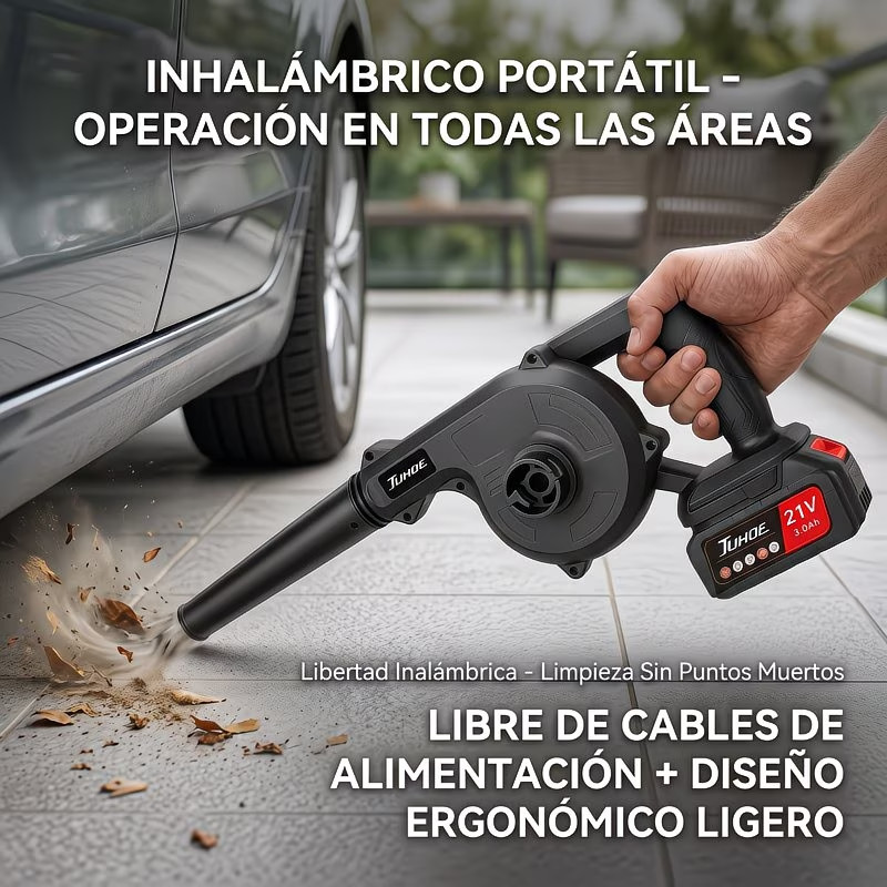 Soplador de hojas industrial, soplador portátil de 21V con cuatro boquillas intercambiables