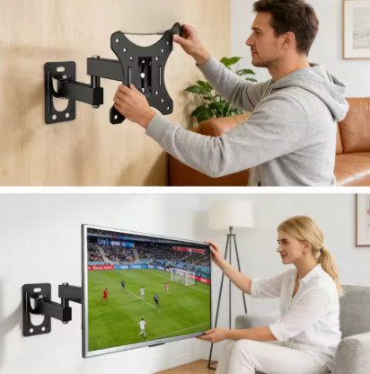 Soporte de Pared para TV con Movimiento Completo, Brazo Articulado, Inclinación, Rotación y Extensión para TV Plana o Curva de 10-32 Pulgadas