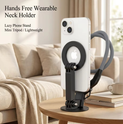 Soporte Magnético para Colgar en el Cuello para iPhone, Soporte para Teléfono Móvil con Función de Trípode, Palo para Selfies y Videos, Compatible con Magsafe