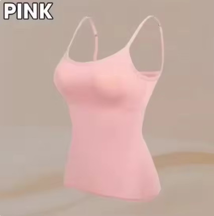 Tops sexis para mujer, sujetador acolchado liso, camisola espagueti, chaleco para mujer, camisola para mujer con sujetador incorporado, Top camisola, camiseta sin mangas 2024