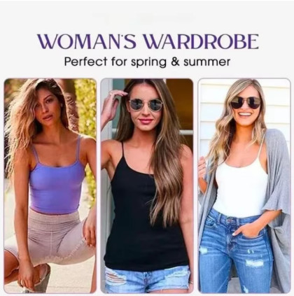Tops sexis para mujer, sujetador acolchado liso, camisola espagueti, chaleco para mujer, camisola para mujer con sujetador incorporado, Top camisola, camiseta sin mangas 2024