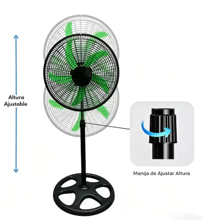 Ventilador Oscilante de Pie con Altura Regulable y Motor de Alta Velocidad, 5 Aspas de Plástico Resistentes, Ventilador Portátil Multiusos para Interior y Exterior