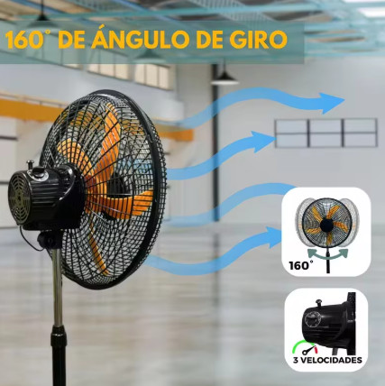 Ventilador Oscilante de Pie con Altura Regulable y Motor de Alta Velocidad, 5 Aspas de Plástico Resistentes, Ventilador Portátil Multiusos para Interior y Exterior