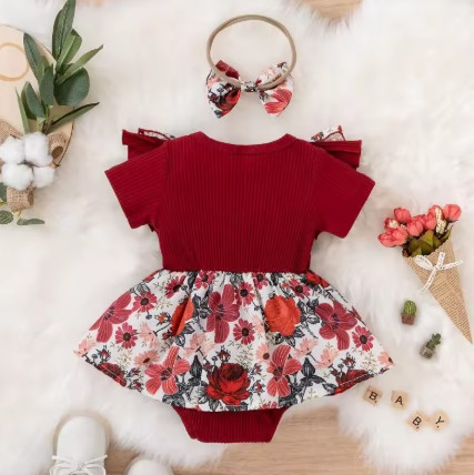 Vestido de verano para niña con lazo, mono a rayas, vestido de algodón para recién nacido, ropa Floral, ropa para gatear