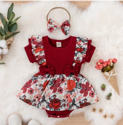 Vestido de verano para niña con lazo, mono a rayas, vestido de algodón para recién nacido, ropa Floral, ropa para gatear