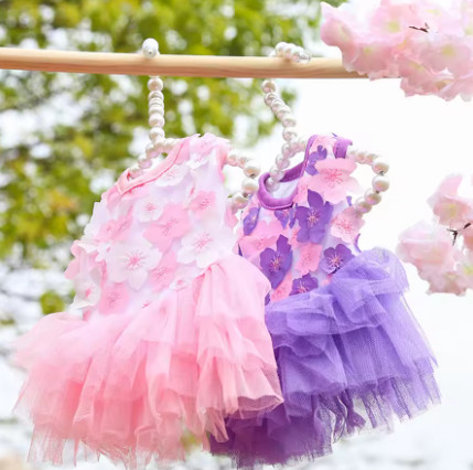 Vestido floral para perros para razas pequeñas: poliéster tejido, estilo jersey, ropa transpirable para mascotas para perros y gatos, perfecto para juguetes y M