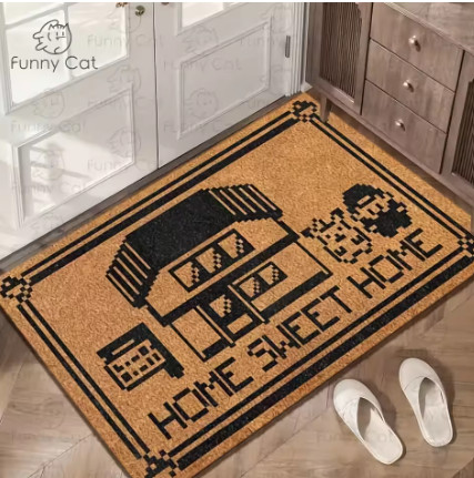 VIKAMA Alfombra de suelo estilo píxel de dibujos animados de estilo japonés, para entrada, baño y cocina. Alfombra antideslizante y a prueba de suciedad para decoración del hogar